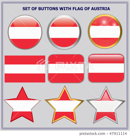 Set of buttons with flag of Austria. Illustration. Set of buttons with flag of Austria. Illustration. 47911114
