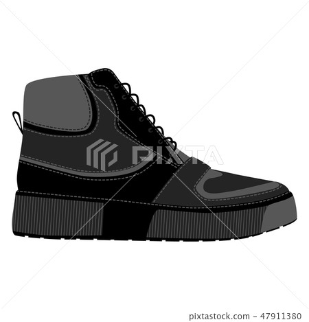 Men shoes high top sneakers isolated. Male man season shoes icons. 47911380