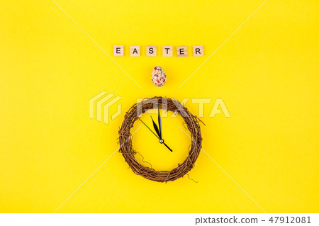 Creative Top view holiday Easter Concept 47912081