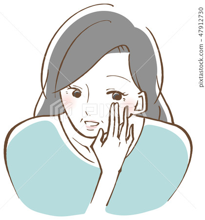 A middle-aged woman smiling about her eyes 47912730