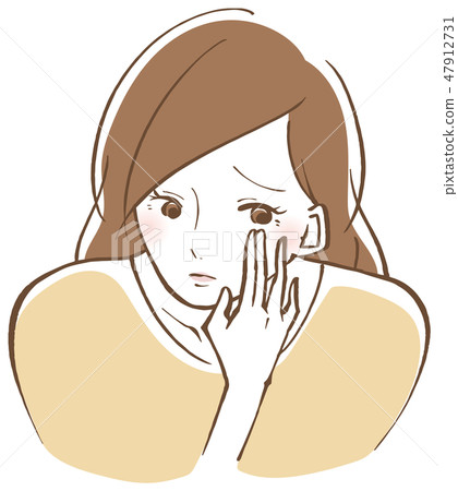 一個女人尷尬的臉擔心著眼睛 47912731