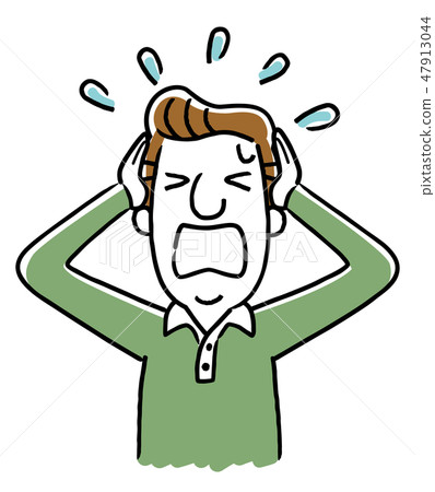 Middle-aged man: panic, confusion Middle-aged man: panic, confusion 47913044