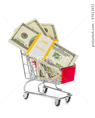 Money in shopping cart Money in shopping cart 47913831