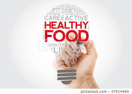 Healthy Food bulb word cloud 47914460