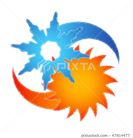Sun and snowflake abstraction symbol 47914477