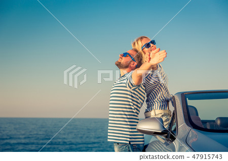 Happy couple travel by car 47915743