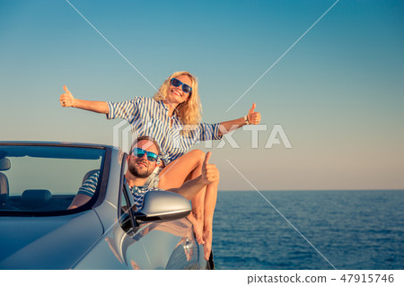 Happy couple travel by car 47915746