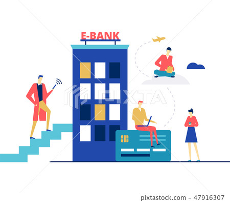 E-banking concept - flat design style colorful illustration E-banking concept - flat design style colorful illustration 47916307