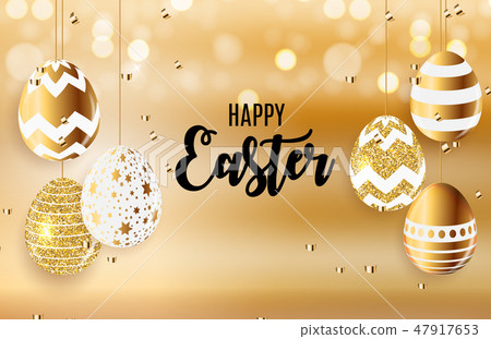 Happy Easter Cute Sale Poster Background with Eggs 47917653