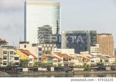 Boat quay at Singapore Raffles Place Boat quay at Singapore Raffles Place 47918220