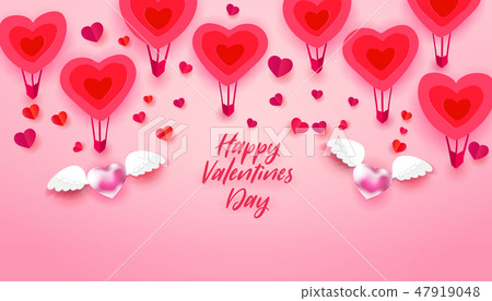 Love symbols fly greetings banner 47919048