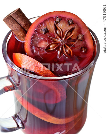 Winter drink mulled wine top view isolated 47919861