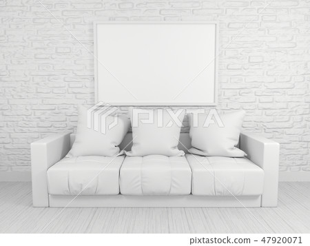 Modern sofa in an interior room view Modern sofa in an interior room view 47920071