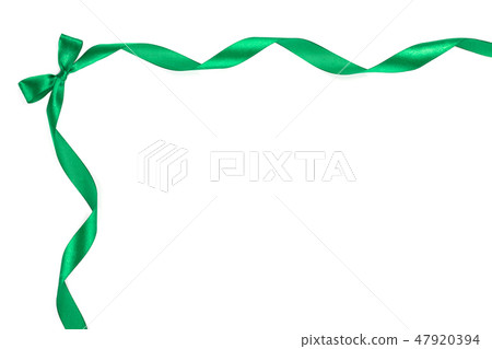 Green ribbon with bow isolated on white background. Green ribbon with bow isolated on white background. 47920394