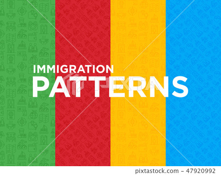 Four different Immigration seamless patterns  47920992