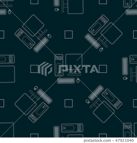 technology print. seamless pattern with desktop pc. computer 47921040
