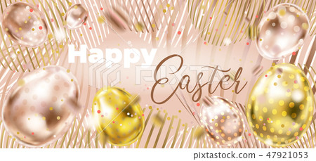 Happy Easter banner in vintage pink color 47921053
