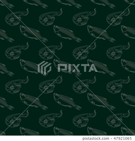 Fish Stylisation Stylization by hand drawing. Fish and shrimp... - Stock Illustration ...