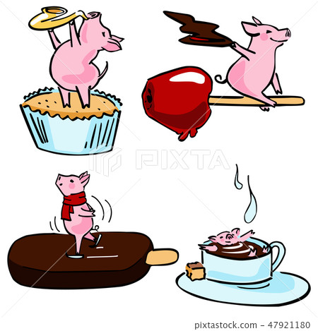 cute color vector funny set costumed magic pigs cute color vector funny set costumed magic pigs 47921180