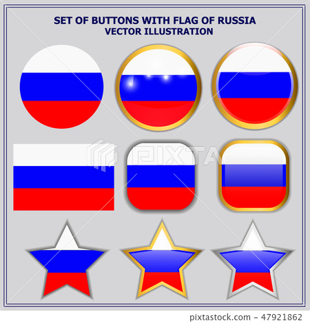 Set of buttons with flag of Russia. Vector. 47921862