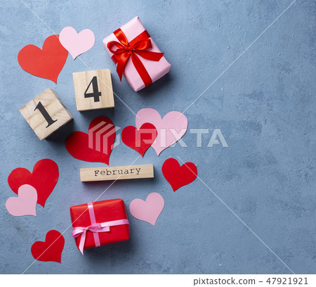 Valentines Day background with hearts 47921921