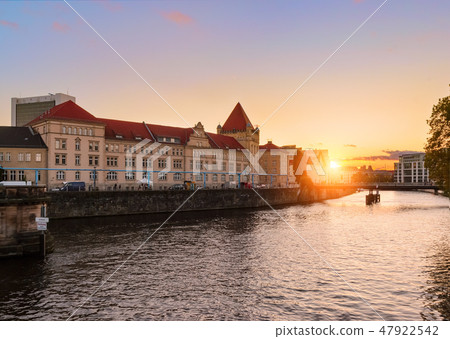Ancient architecture of Berlin during sunset. 47922542