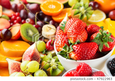 Raw fruits berries platter 47922963