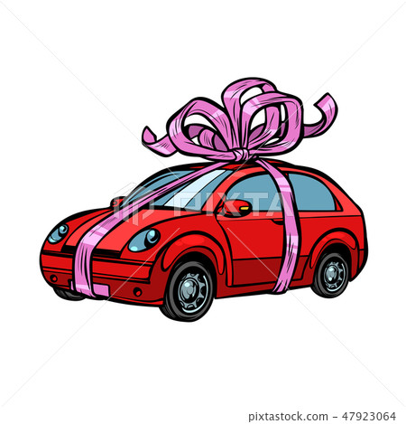 car gift, transport tied with festive ribbons. Isolate on white background car gift, transport tied with festive ribbons. Isolate on white background 47923064