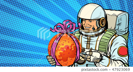 Astronaut gives the planet Mars Astronaut gives the planet Mars 47923069