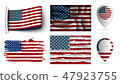set of usa flags collection isolated 47923755