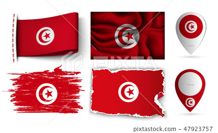 set of tunisia flags collection isolated set of tunisia flags collection isolated 47923757