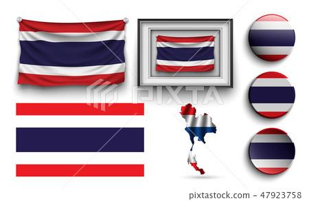 set of thailand flags collection isolated 47923758