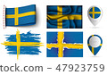 set of Sweden flags collection isolated 47923759