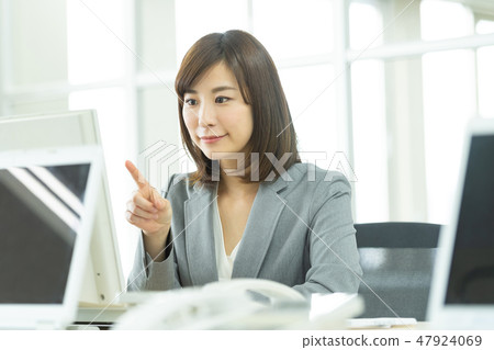 Business woman desk work office business image 47924069