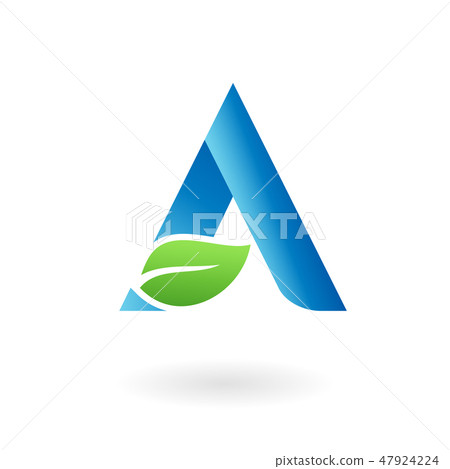 A letter natural organic leaf blue cool logo A letter natural organic leaf blue cool logo 47924224