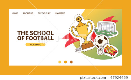 Soccer vector landing page soccerball football pitch and sportswear of footballer or soccerplayer Soccer vector landing page soccerball football pitch and sportswear of footballer or soccerplayer 47924469