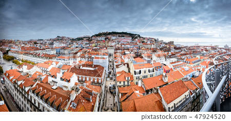 Panoramic aerial view of Lisbon, old town. Panoramic aerial view of Lisbon, old town. 47924520