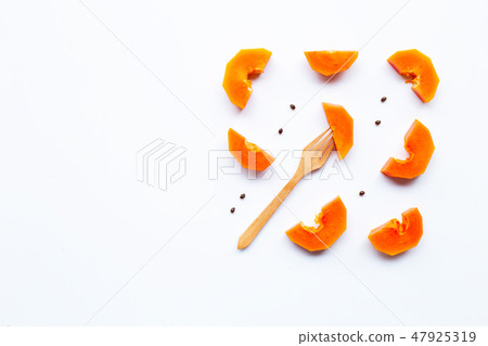 Papaya fruit on white background Papaya fruit on white background 47925319