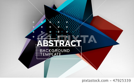 3d geometric triangular shapes abstract background, color triangles composition on grey backdrop 3d geometric triangular shapes abstract background, color triangles composition on grey backdrop 47925339