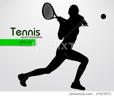 Silhouette of a tennis player. 47925971