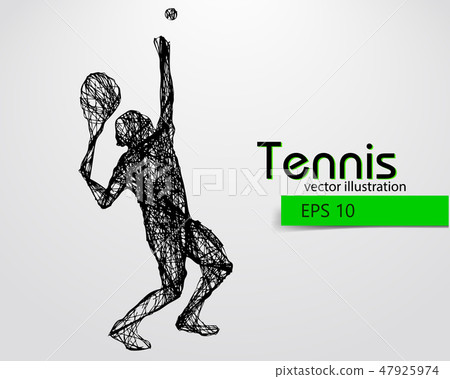 Silhouette of a tennis player. 47925974