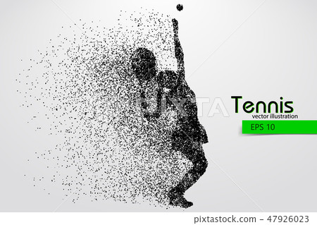 Silhouette of a tennis player from particles. 47926023