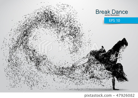Silhouette of a break dancer from particles. Silhouette of a break dancer from particles. 47926082