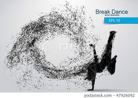 Silhouette of a break dancer from particles. 47926092