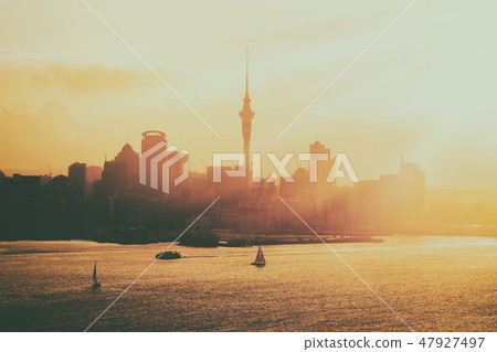 Golden sunset at Auckland city, New Zealand. Golden sunset at Auckland city, New Zealand. 47927497