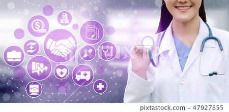 Doctor with health insurance healthcare graphic. Doctor with health insurance healthcare graphic. 47927855