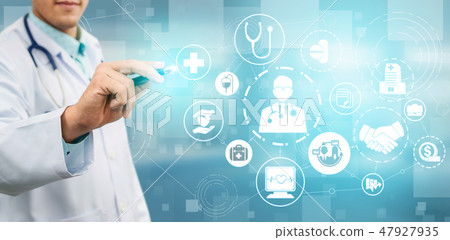 Doctor with health insurance healthcare graphic. Doctor with health insurance healthcare graphic. 47927935