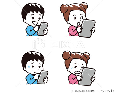 兒童使用智能手機和平板電腦 47928918