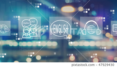 English with blurred city lights 47929430