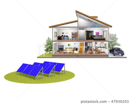 Eco house Resident detached solar panel Eco house Resident detached solar panel 47930203